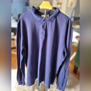 Seventh Avenue Blue Men's Long Sleeve Polo Shirt Size XL